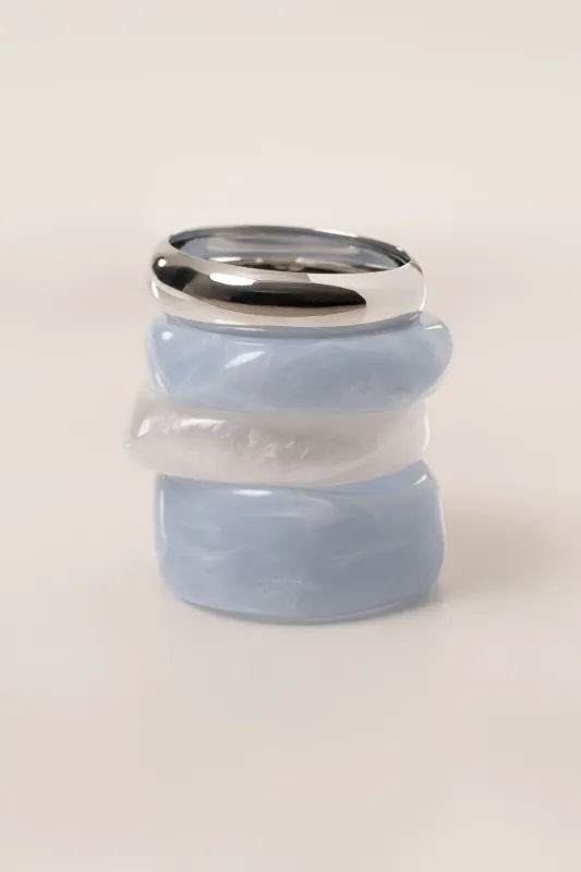 Blue Marbled Resin Bangle Set made by JLUXLABEL