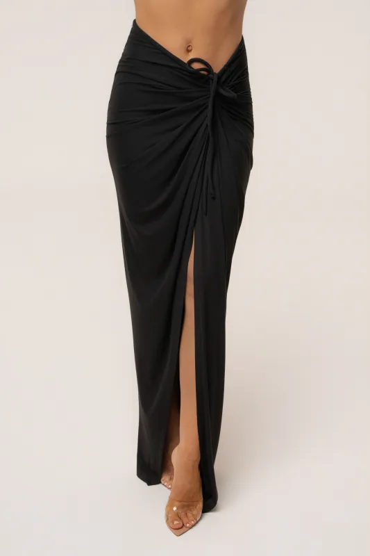 Black Island Drape Maxi Skirt made by JLUXLABEL