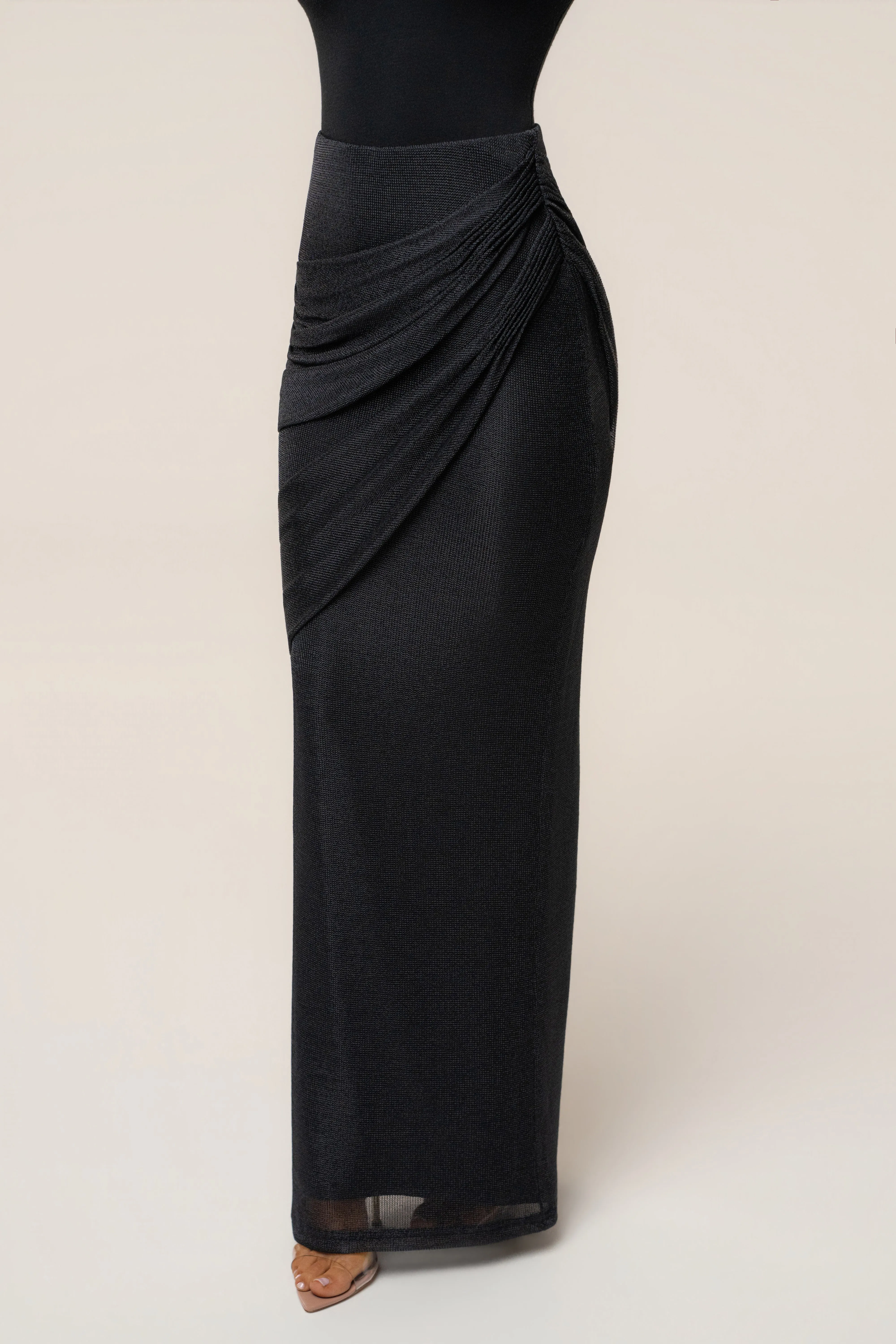 Black Opulent Metallic Maxi Skirt sold by JLUXLABEL product image thumbnail 2