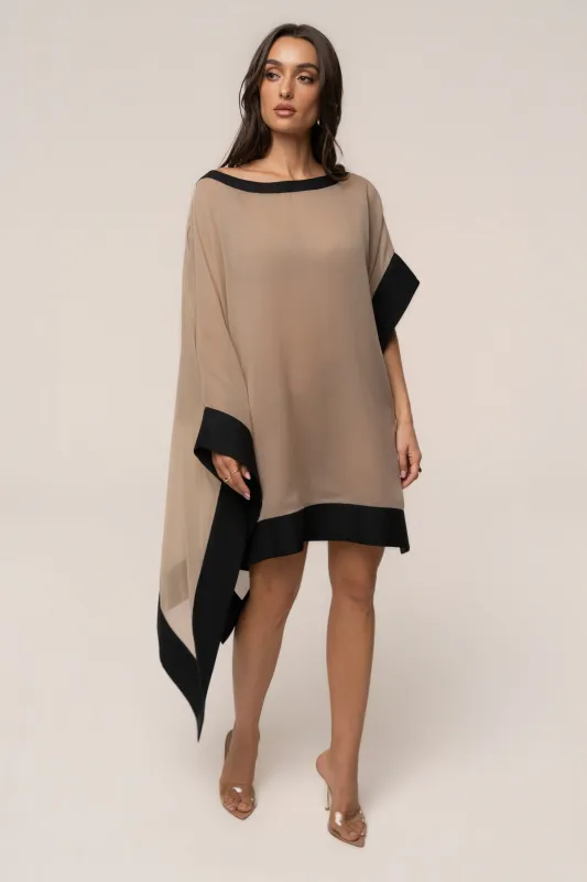 Beige Lysette Contrast Top made by JLUXLABEL