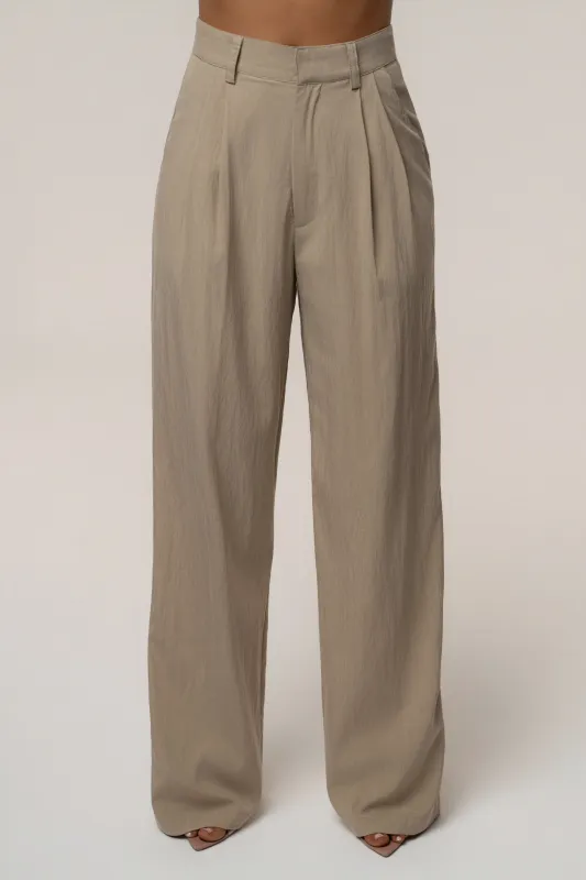 Taupe Essential Flow Trouser made by JLUXLABEL