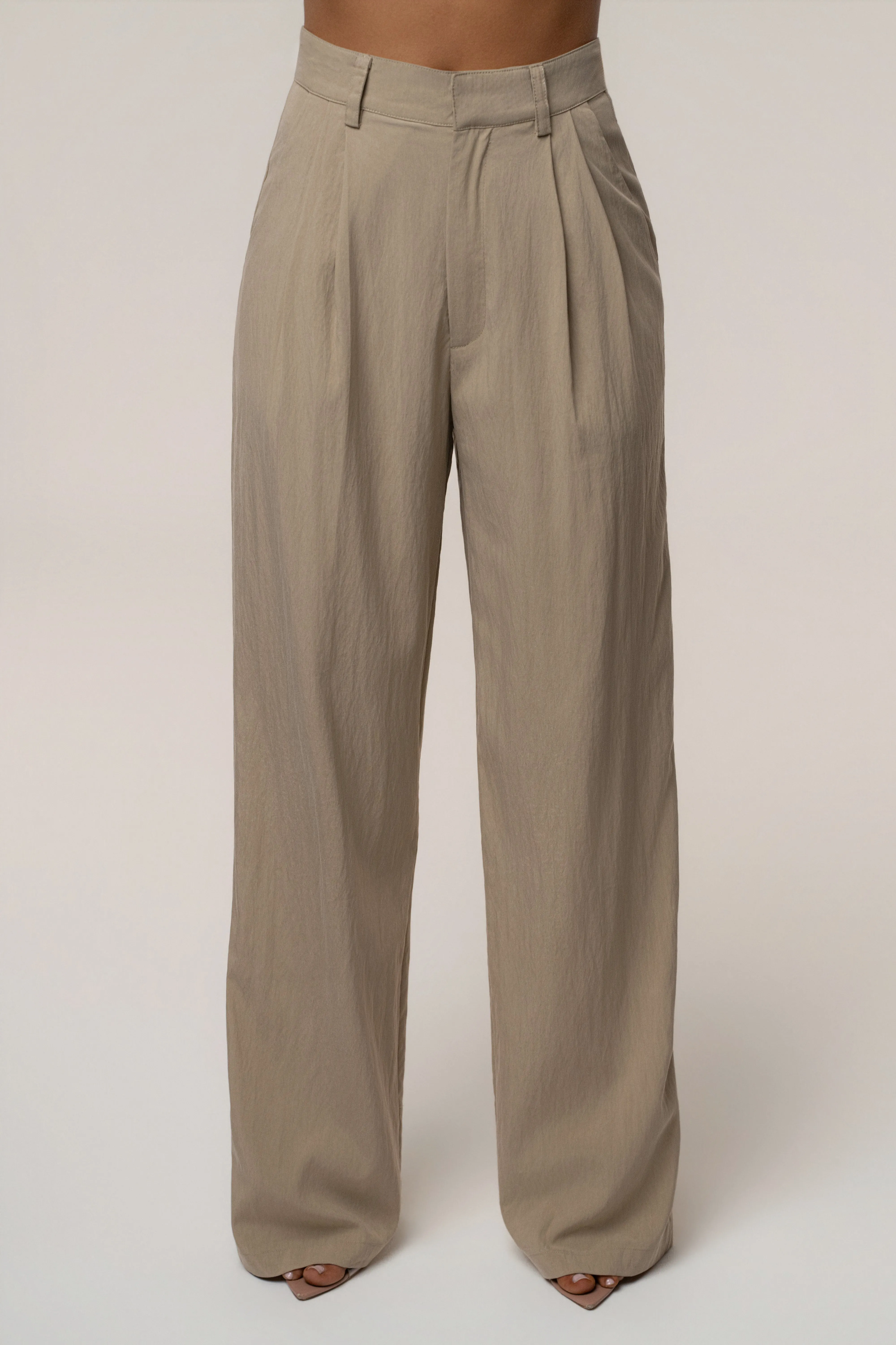 Taupe Essential Flow Trouser sold by JLUXLABEL