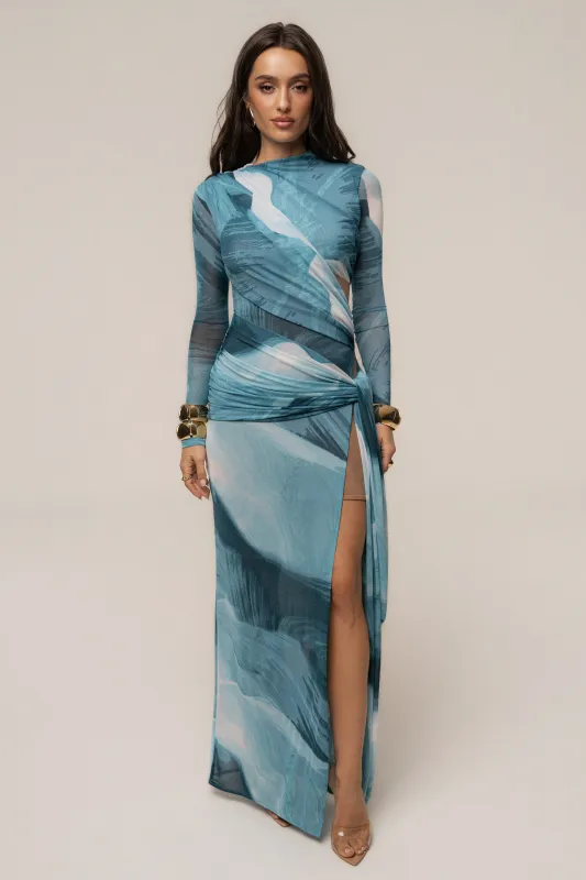 Sunset Blue Heatwave Mesh Maxi Dress made by JLUXLABEL