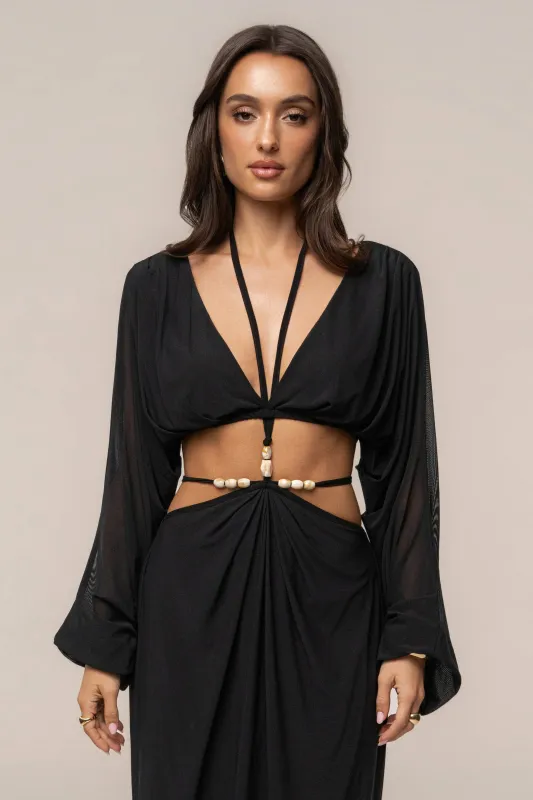Black Selene Draped Top made by JLUXLABEL