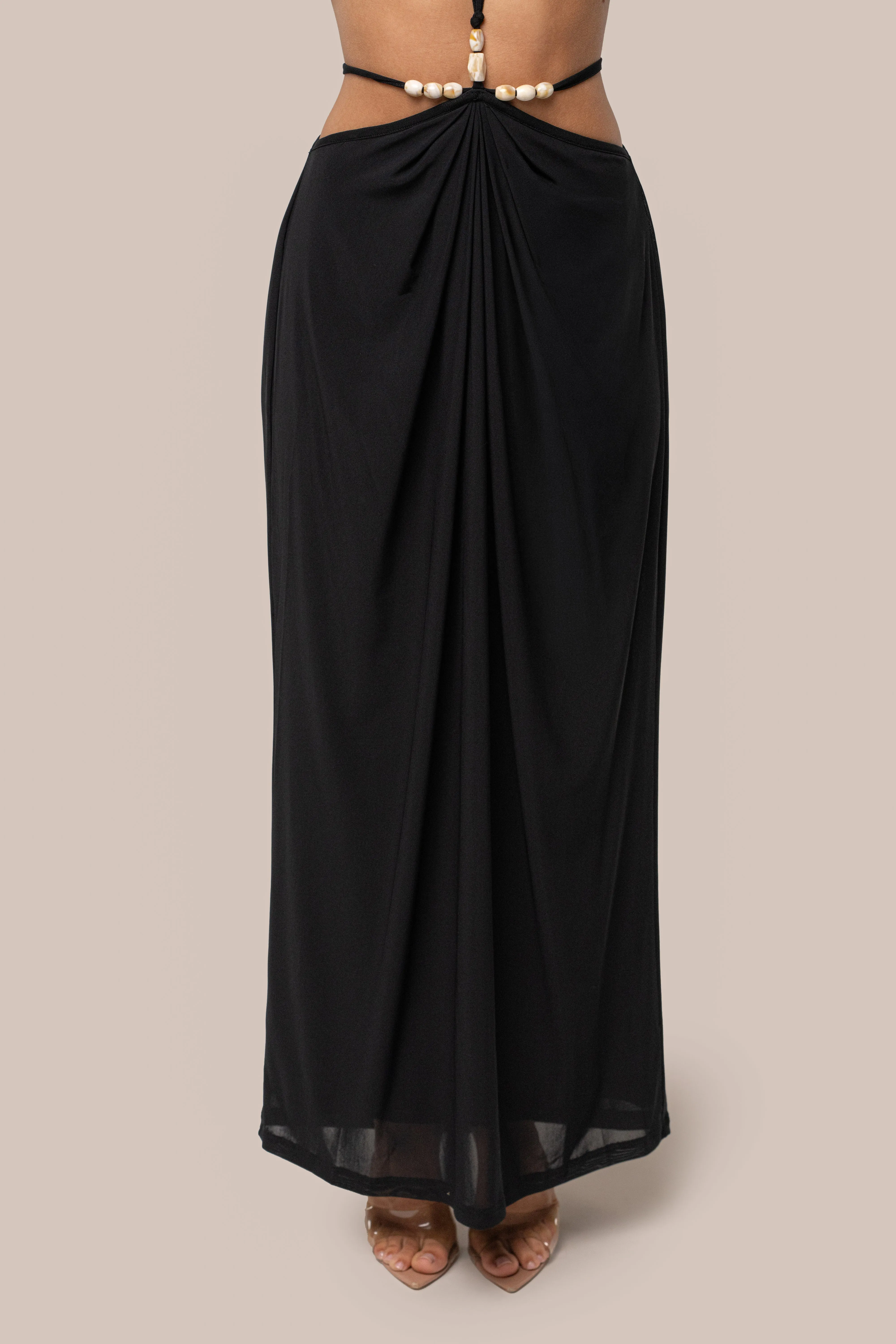 Black Hera Draped Maxi Skirt sold by JLUXLABEL product image thumbnail 2