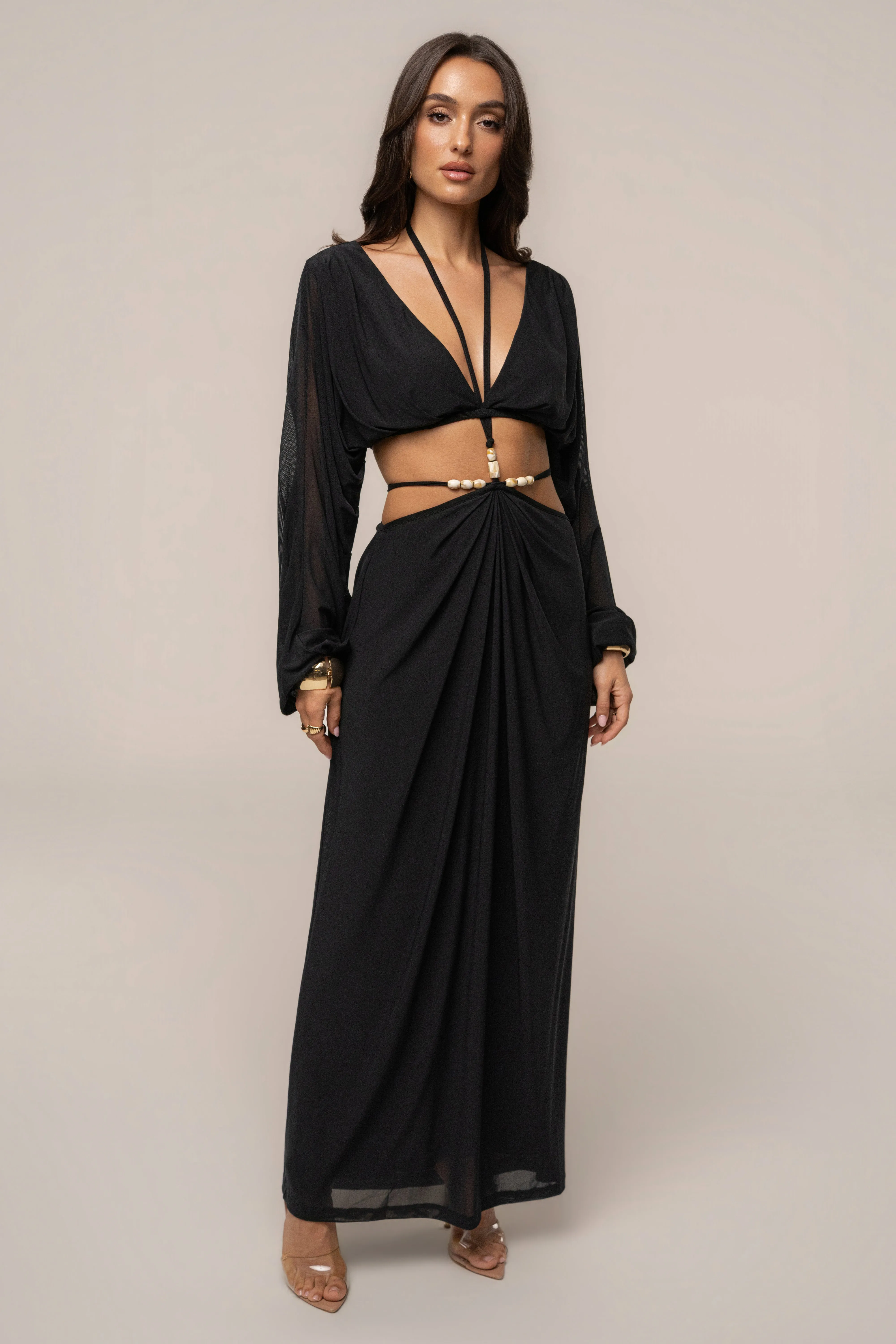 Black Hera Draped Maxi Skirt sold by JLUXLABEL product image thumbnail 4
