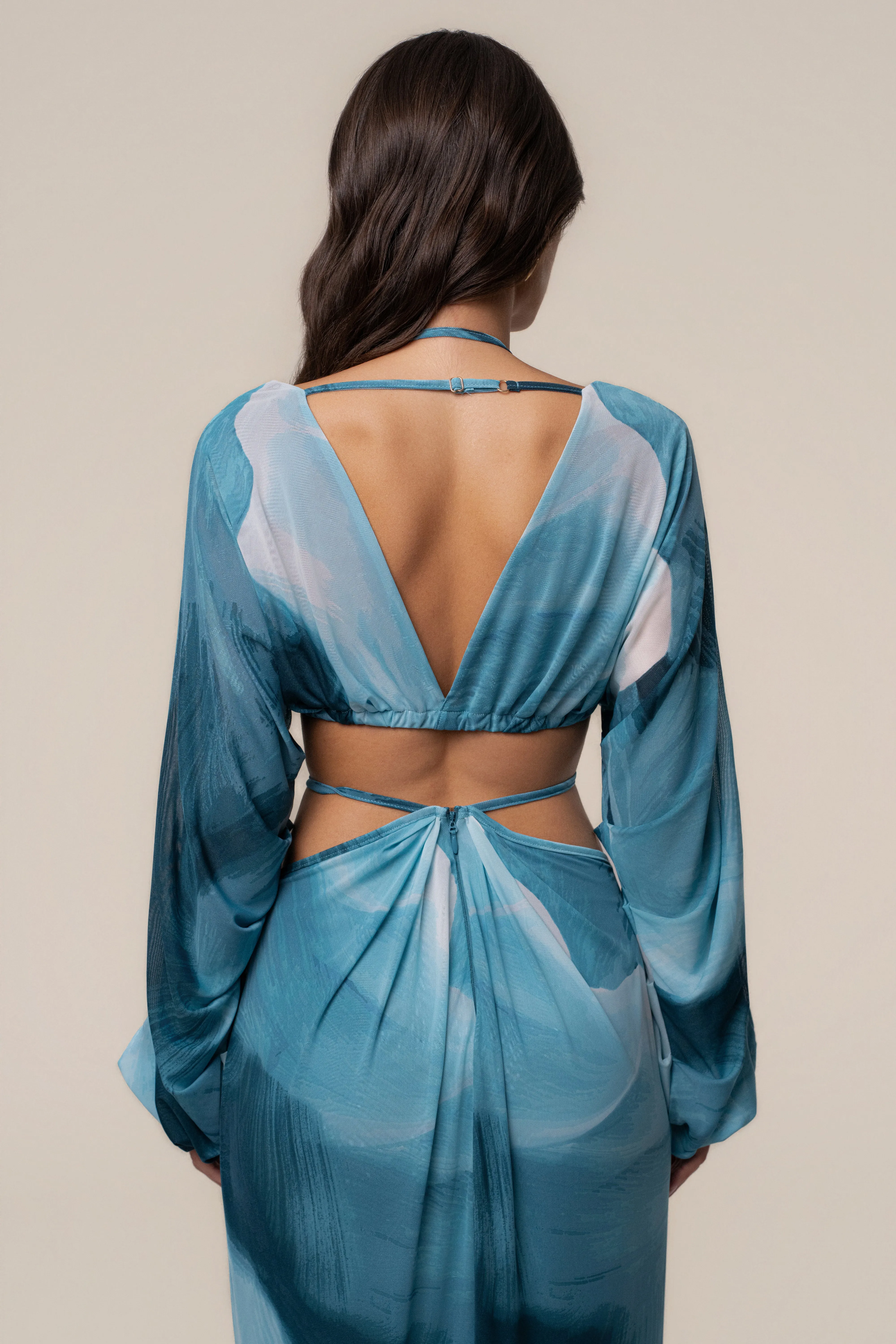Sunset Blue Selene Draped Top sold by JLUXLABEL product image thumbnail 2