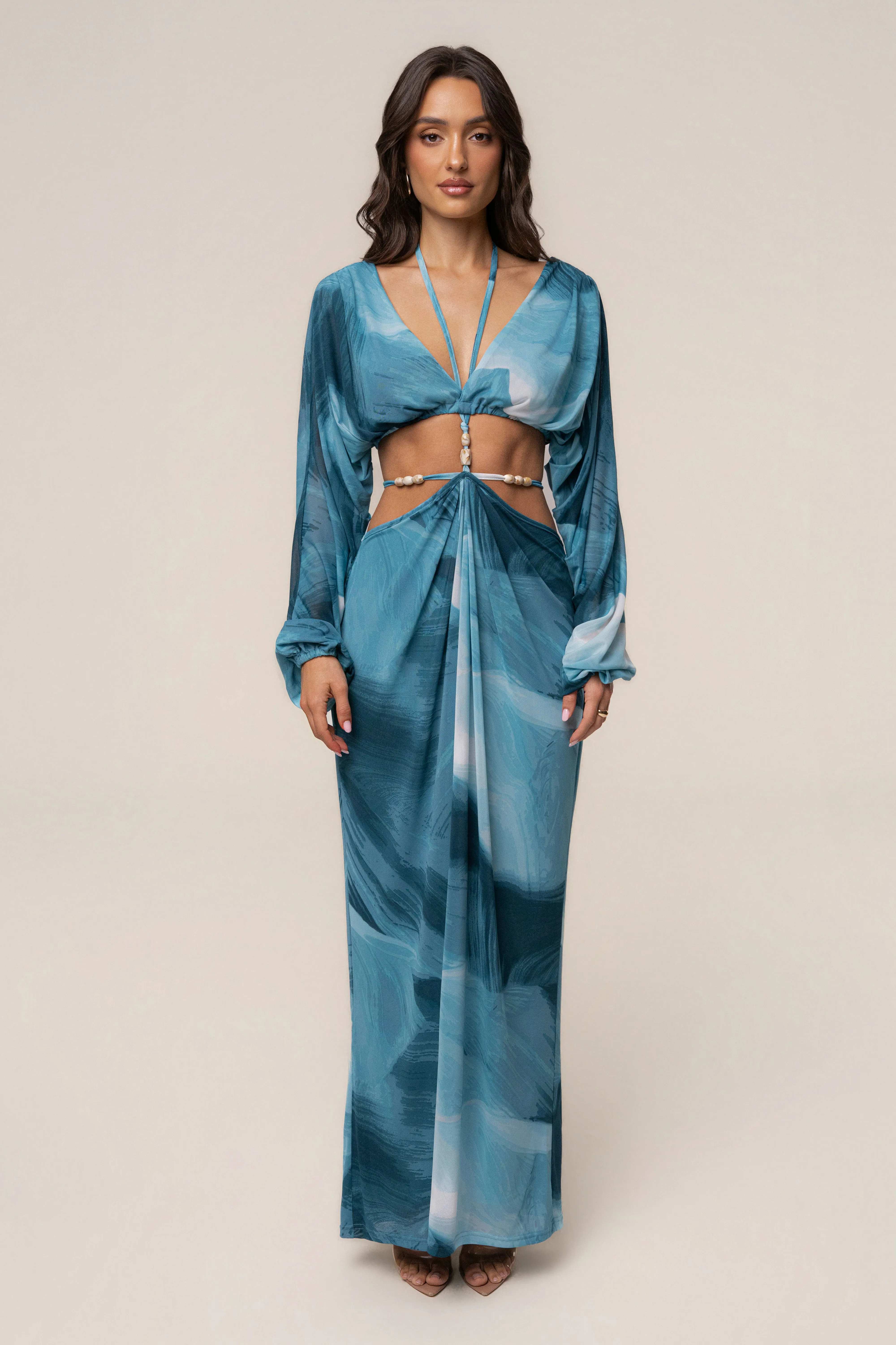 Sunset Blue Selene Draped Top sold by JLUXLABEL product image thumbnail 3