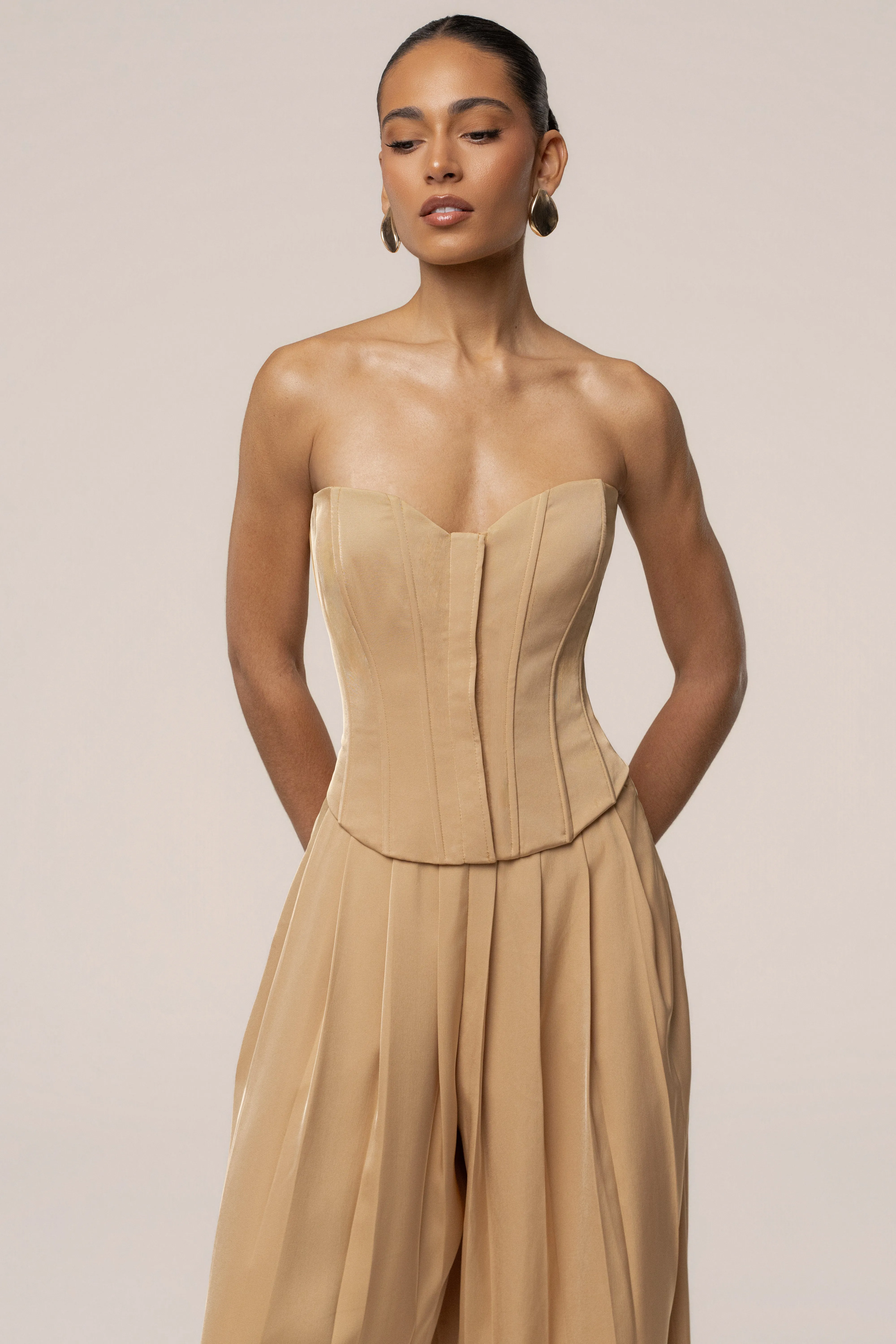 Beige Viv Satin Bustier Top sold by JLUXLABEL product image thumbnail 4