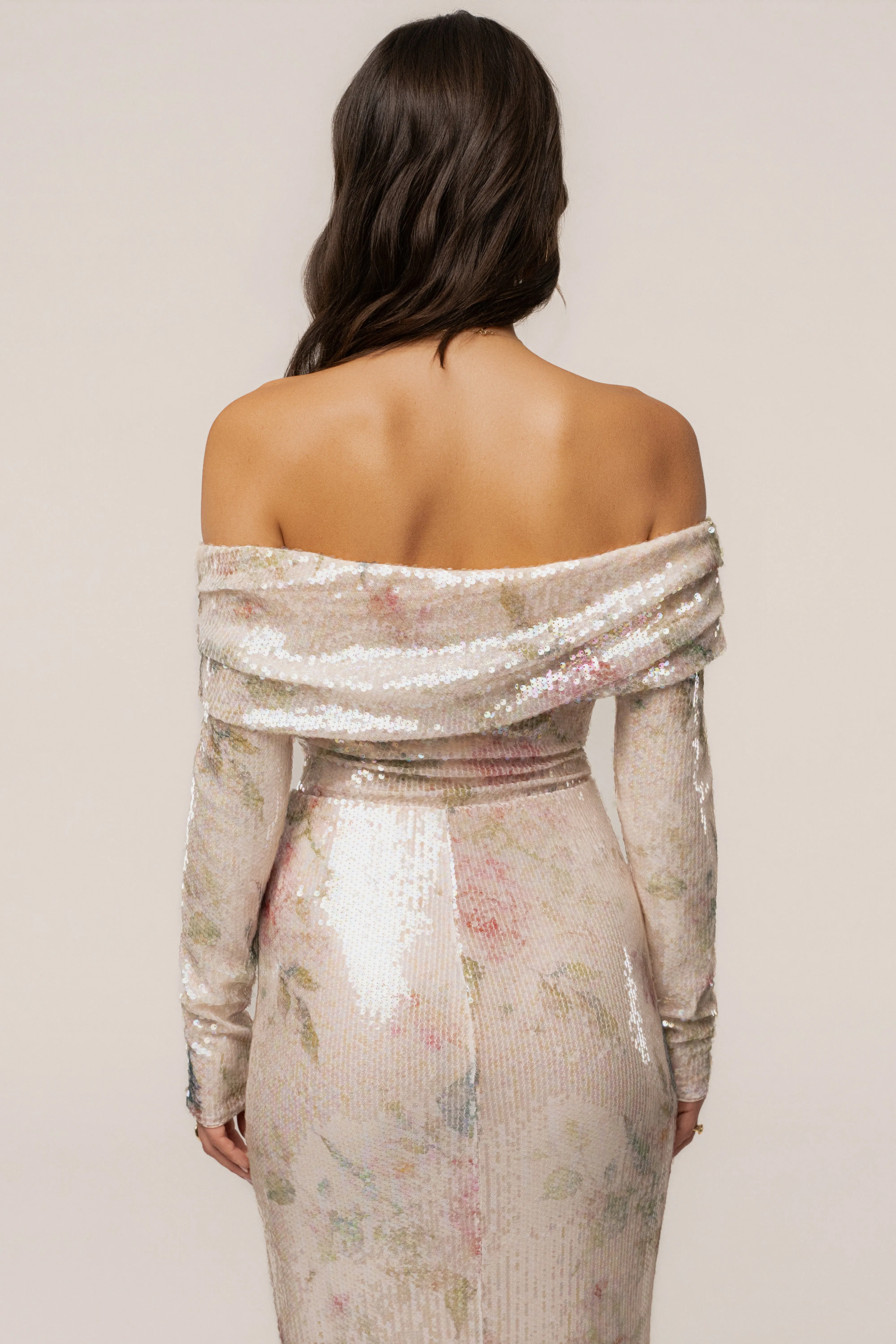 Ivory Floral Villa Nights Sequin Bodysuit sold by JLUXLABEL product image thumbnail 2