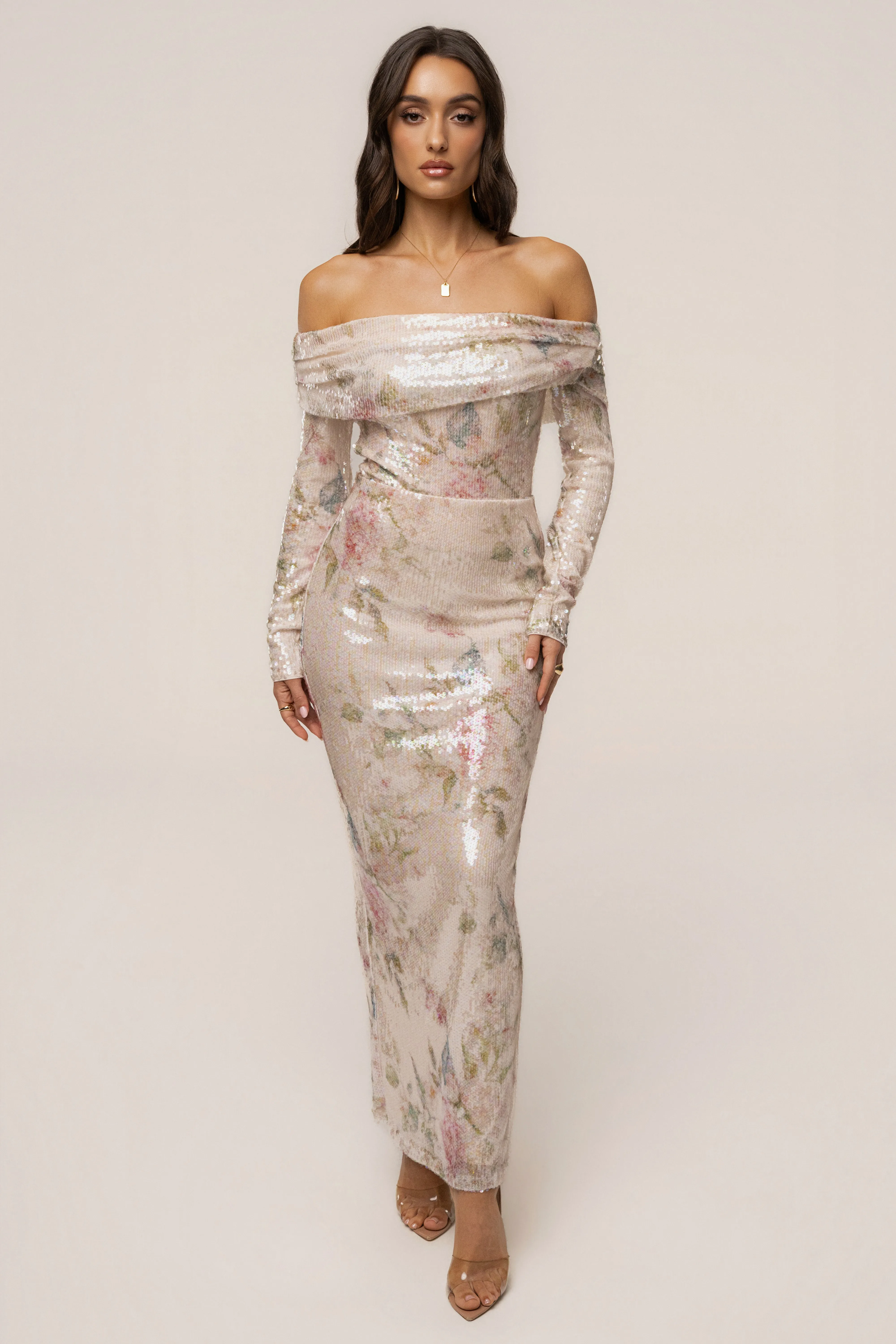 Ivory Floral Villa Nights Sequin Bodysuit sold by JLUXLABEL product image thumbnail 5