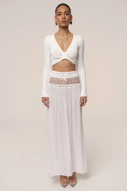 Ivory Resort Crochet Maxi Skirt made by JLUXLABEL