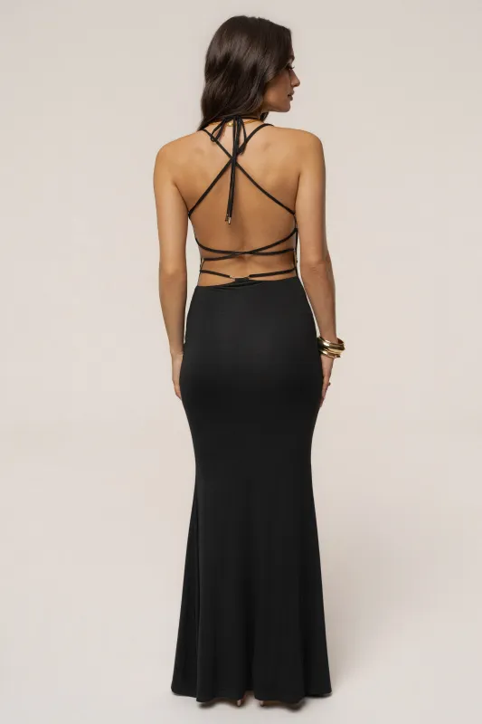 Black Radiant Form Maxi Dress made by JLUXLABEL