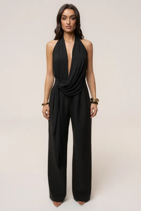 Black Bare Form Plunge Bodysuit made by JLUXLABEL