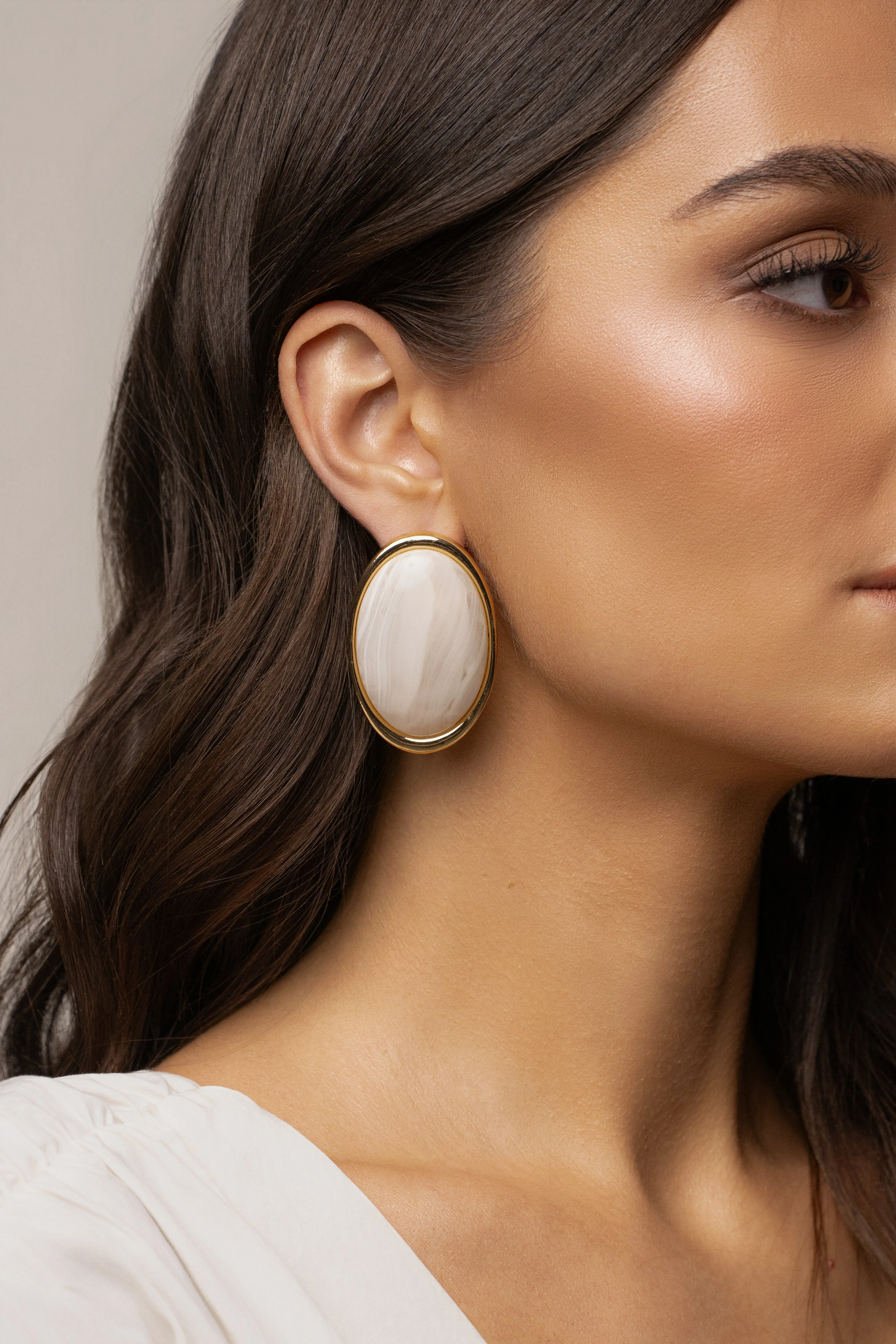 Ivory Alessia Oval Earrings sold by JLUXLABEL product image thumbnail 2