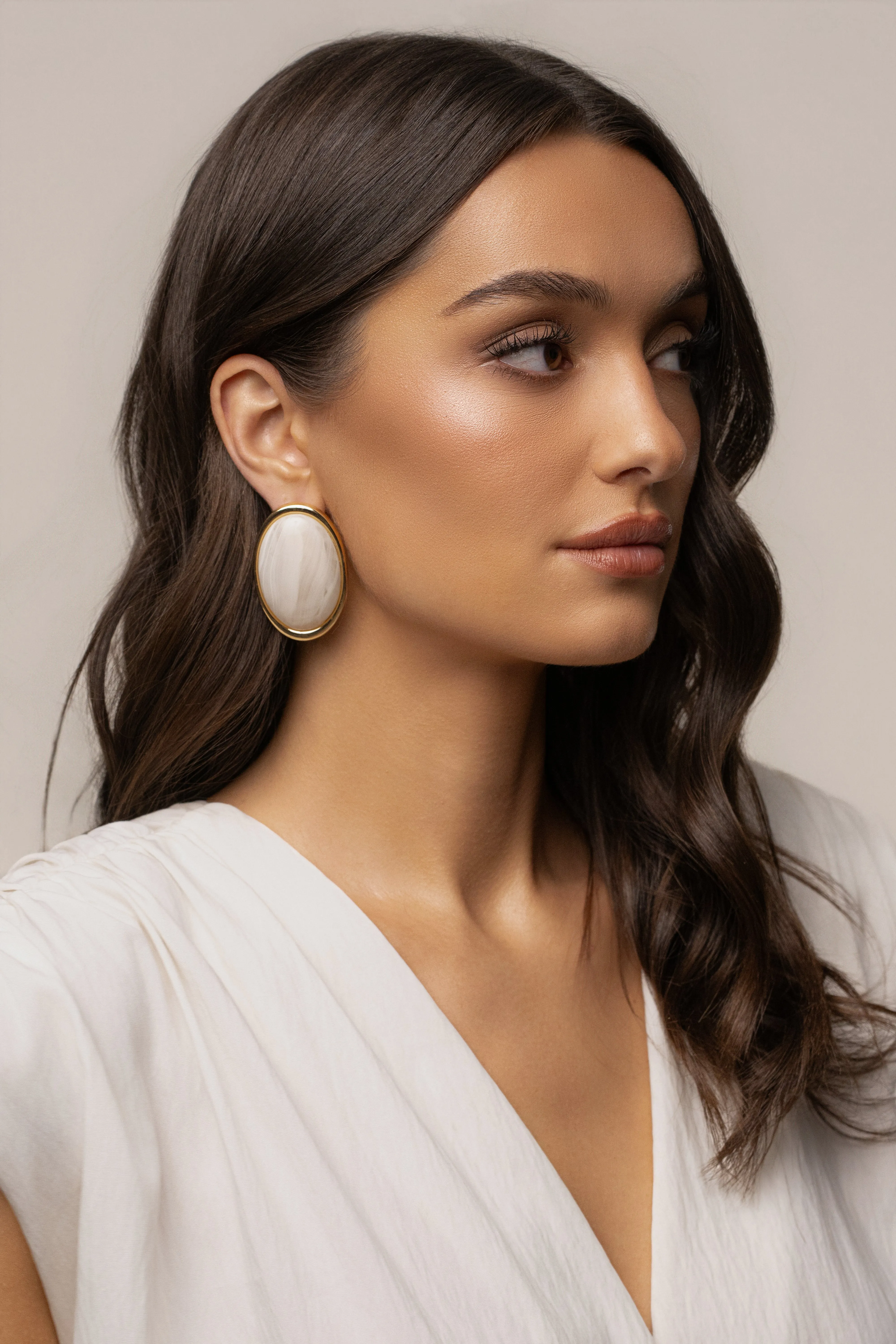 Ivory Alessia Oval Earrings sold by JLUXLABEL product image thumbnail 4