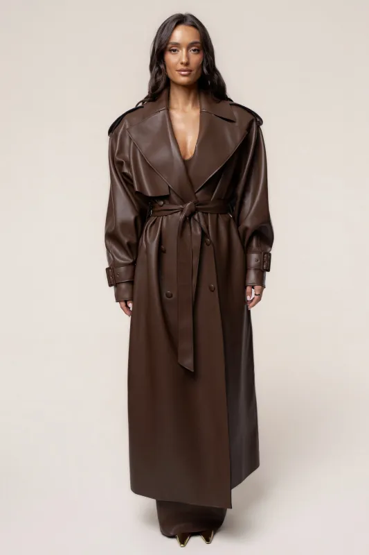 Chocolate The Icon PU Leather Coat made by JLUXLABEL