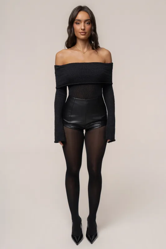 Black Front Row PU Leather Short made by JLUXLABEL