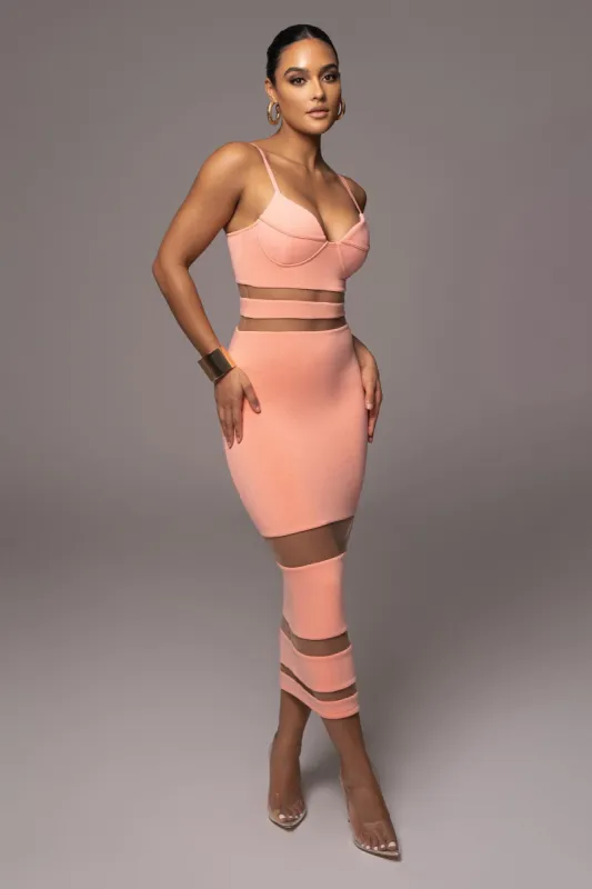 Peach Alysiha Midi Dress sold by JLUXLABEL