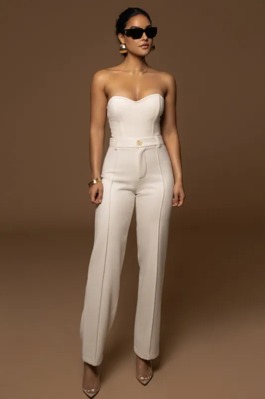 Ivory Stay Sharp Wool Trousers sold by JLUXLABEL