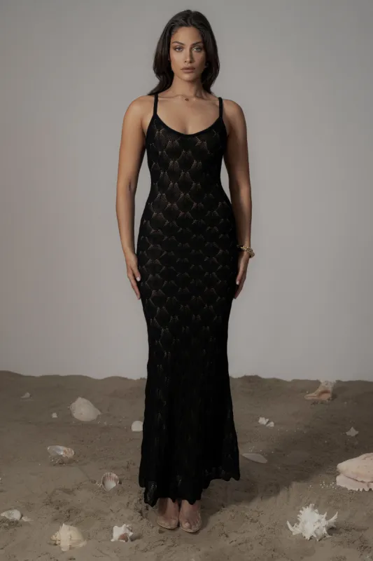 Black Gabriela Knit Maxi Dress sold by JLUXLABEL