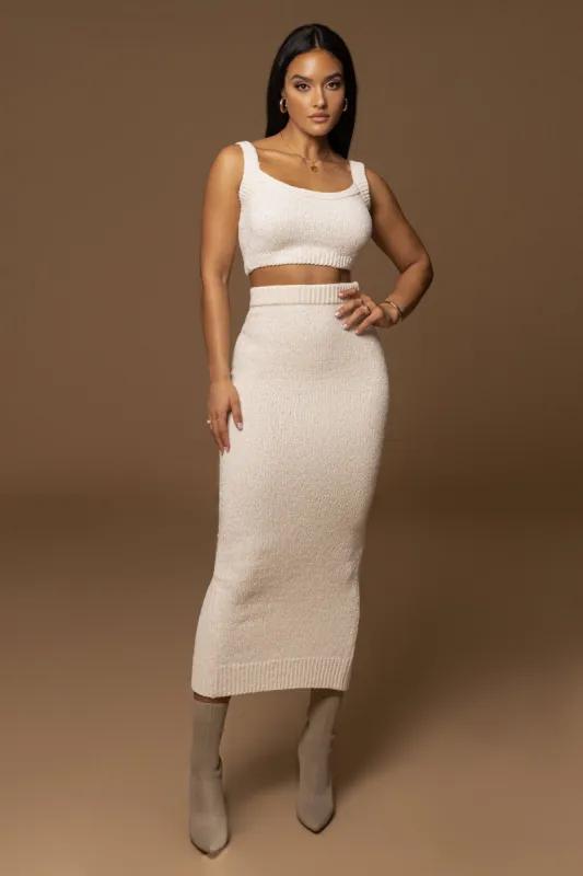 Ivory Rosabel Chenille Maxi Skirt sold by JLUXLABEL
