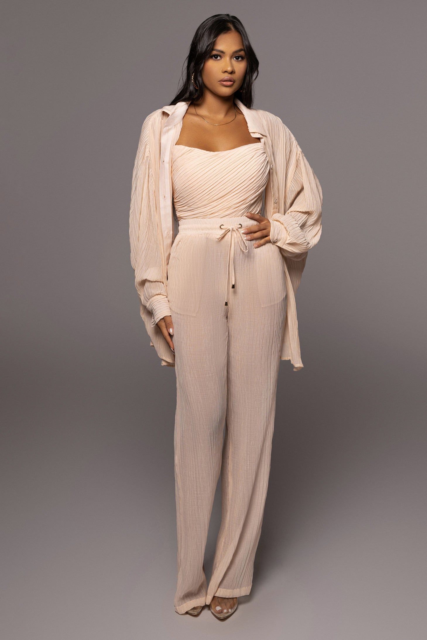 Champagne Jaziel Pleated Pants sold by JLUXLABEL product image thumbnail 7