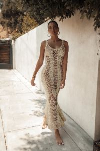 Beige Summer Sunset Maxi Dress sold by JLUXLABEL