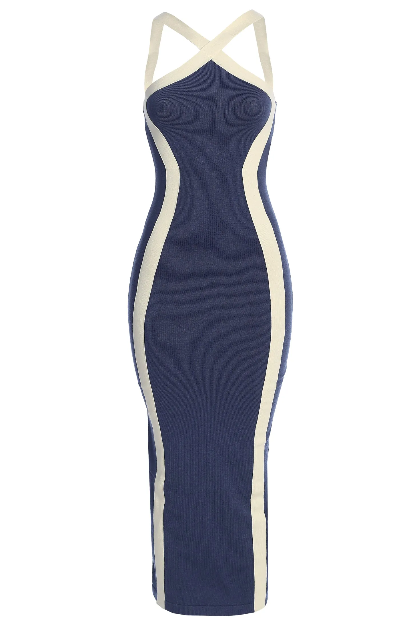 Navy Fabiola Contrast Maxi Dress sold by JLUXLABEL product image thumbnail 2