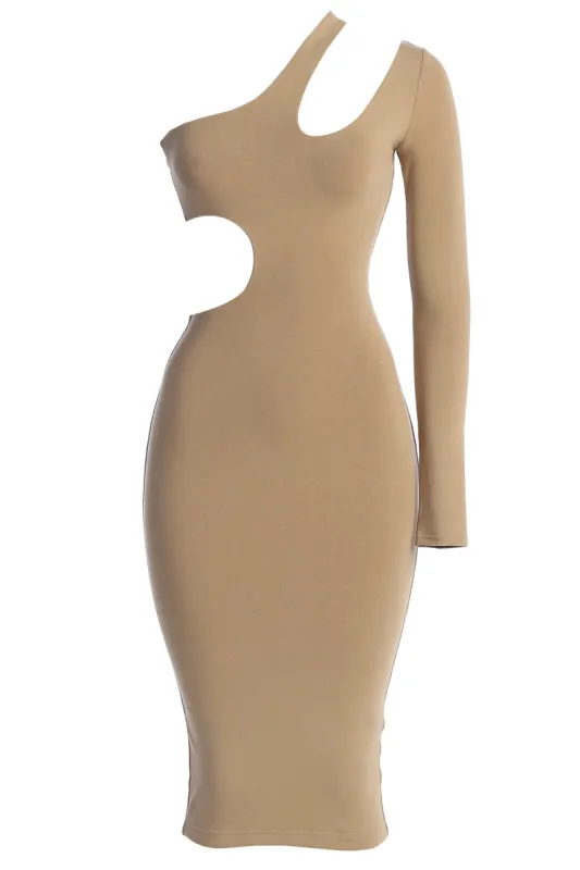 Beige By My Side Cutout Dress sold by JLUXLABEL