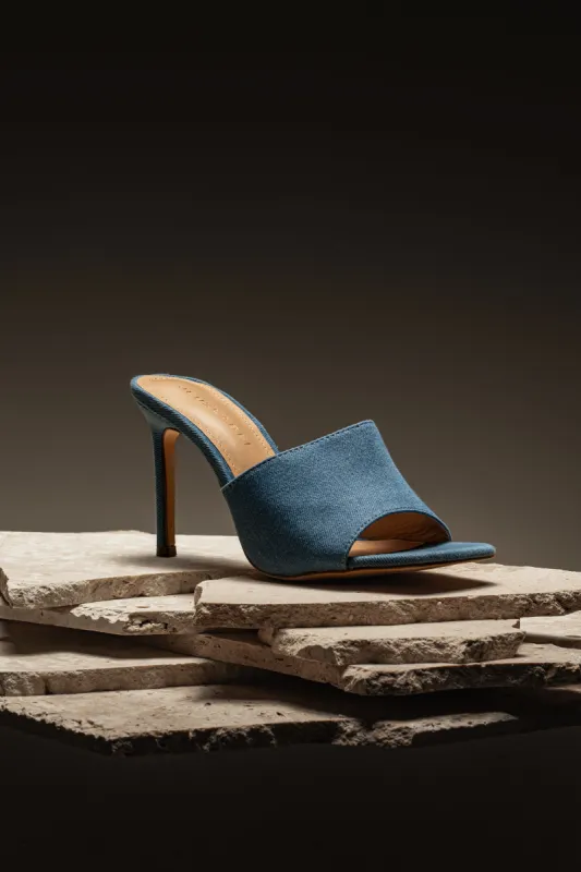 Denim Alaine Square Toe Heels sold by JLUXLABEL