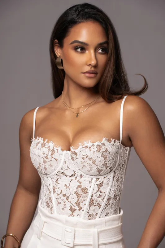 White Grecia Lace Bustier Top sold by JLUXLABEL
