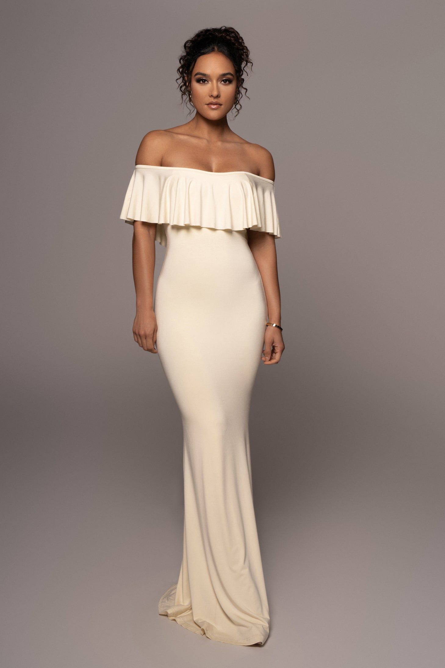 Buttercream Estelle Ruffled Maxi Dress sold by JLUXLABEL