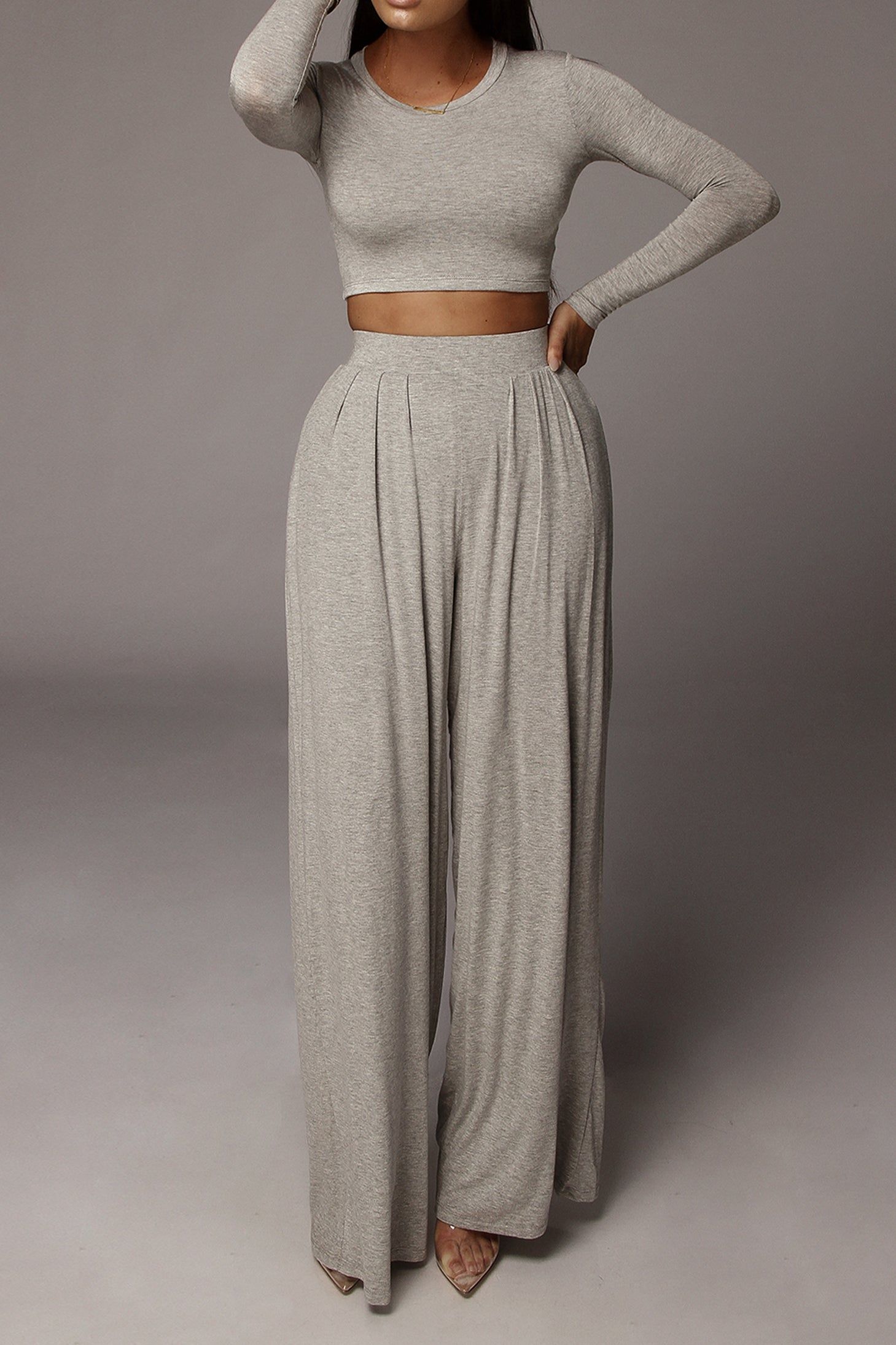 Jluxbasix Grey Devyn Wide Leg Pants sold by JLUXLABEL product image thumbnail 2