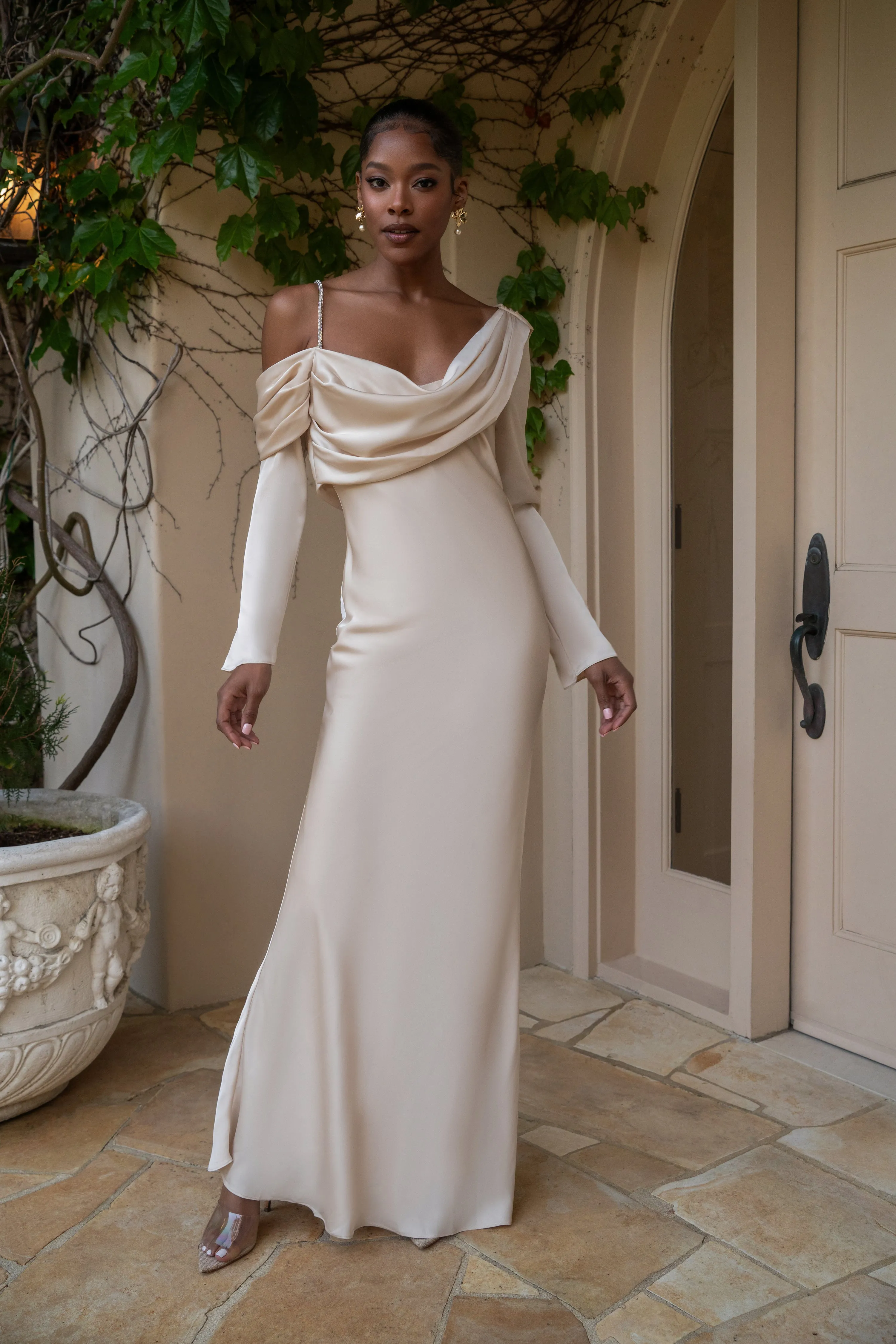 Champagne One And Only Satin Dress sold by JLUXLABEL product image thumbnail 3