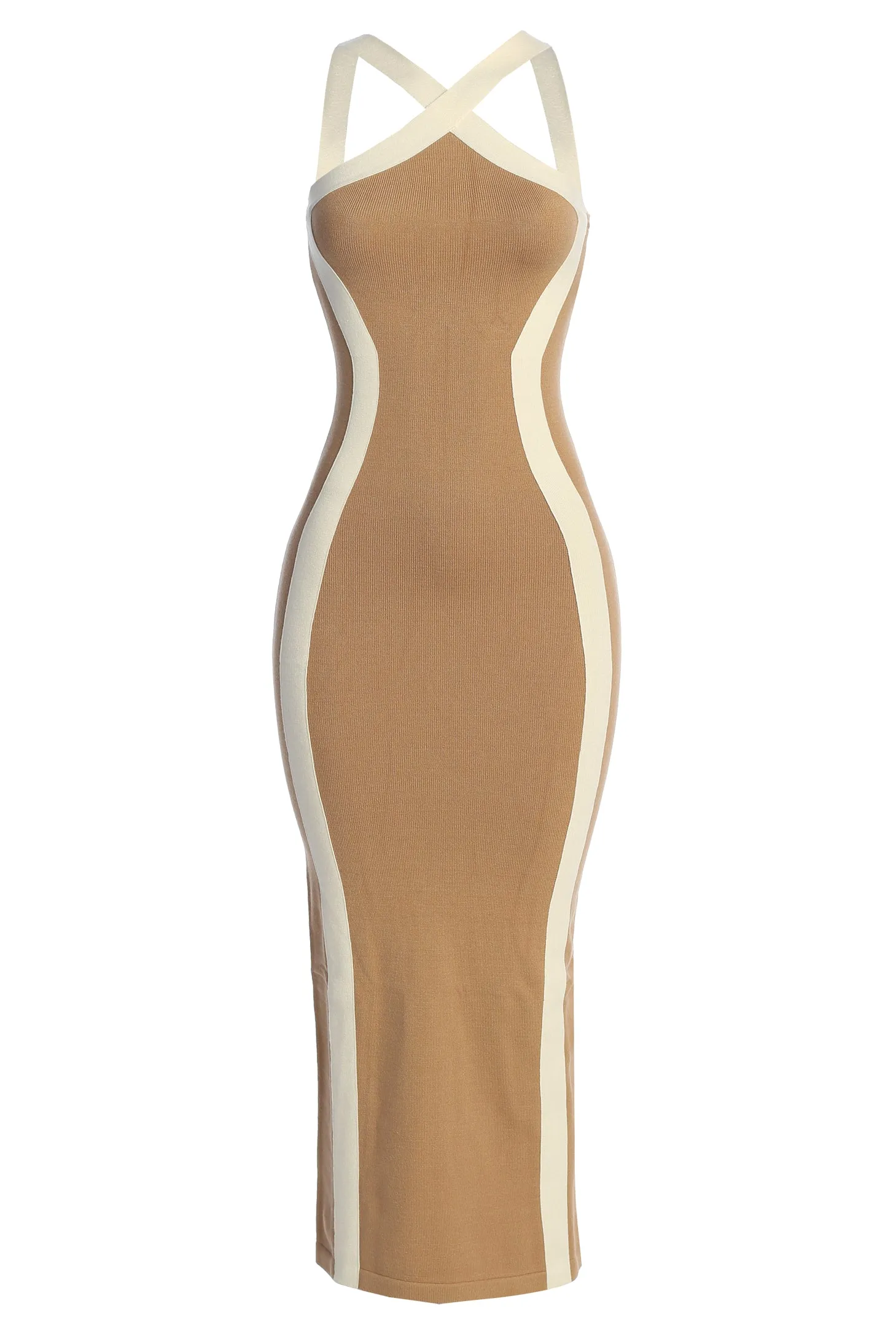 Beige Fabiola Contrast Maxi Dress sold by JLUXLABEL product image thumbnail 2