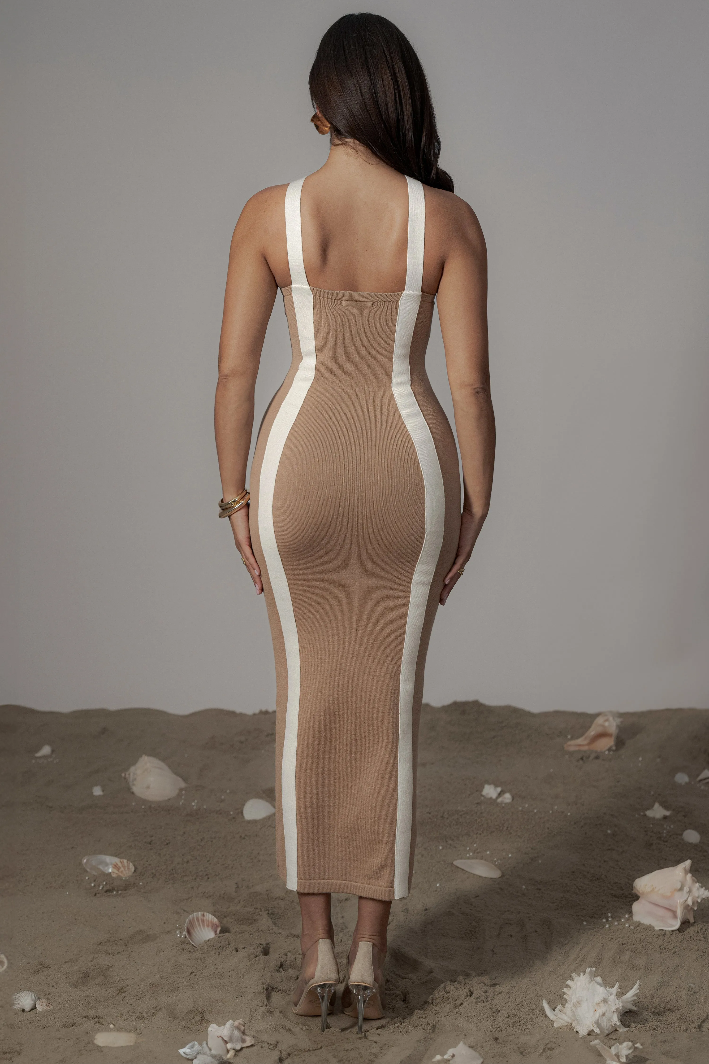 Beige Fabiola Contrast Maxi Dress sold by JLUXLABEL product image thumbnail 4