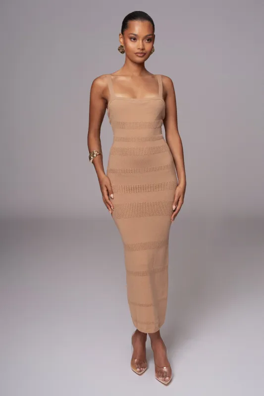 Beige Sandy Shores Knit Midi Dress sold by JLUXLABEL