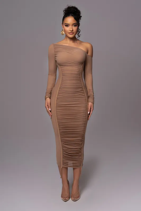 Beige Monika Midi Dress sold by JLUXLABEL