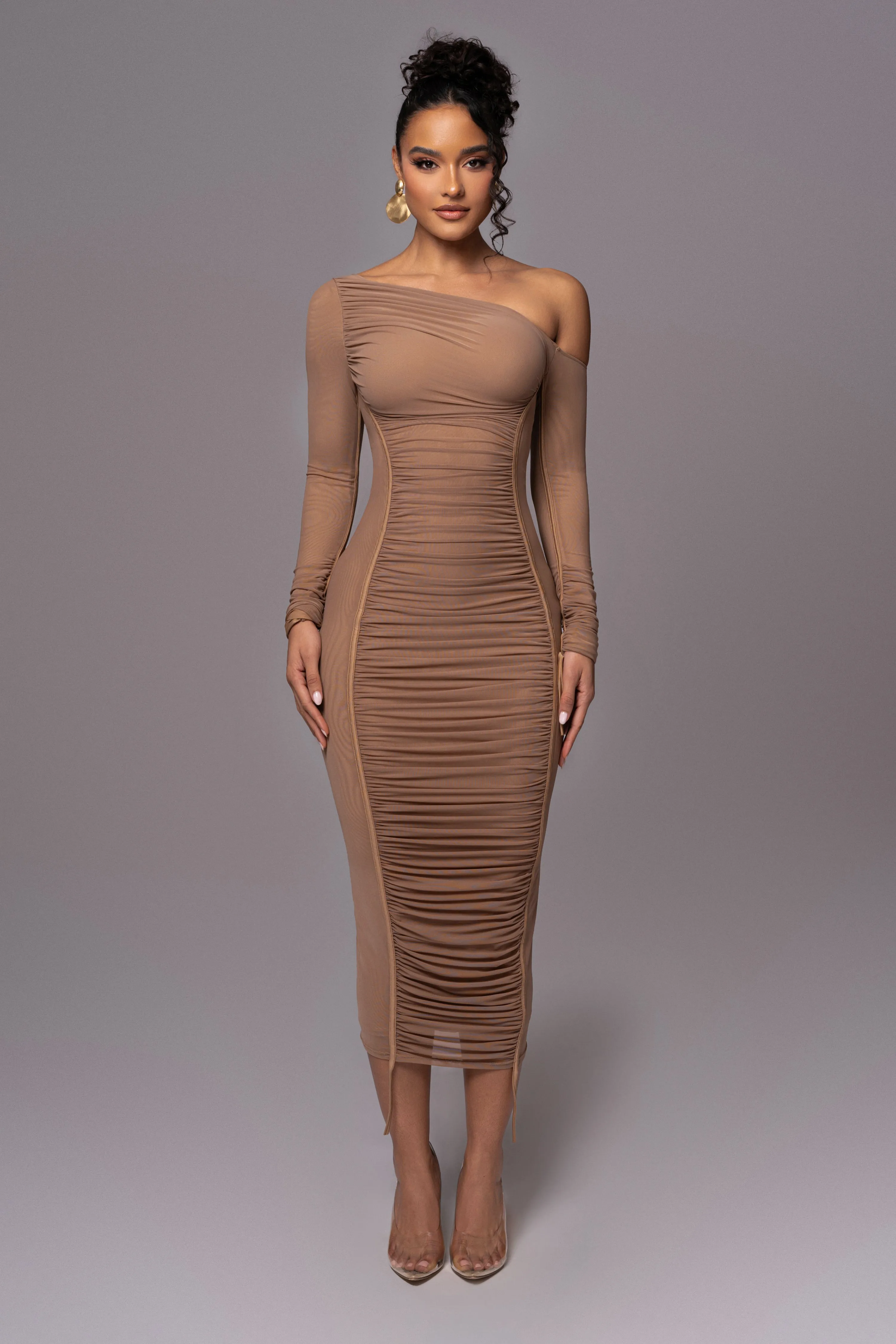 Beige Monika Midi Dress sold by JLUXLABEL