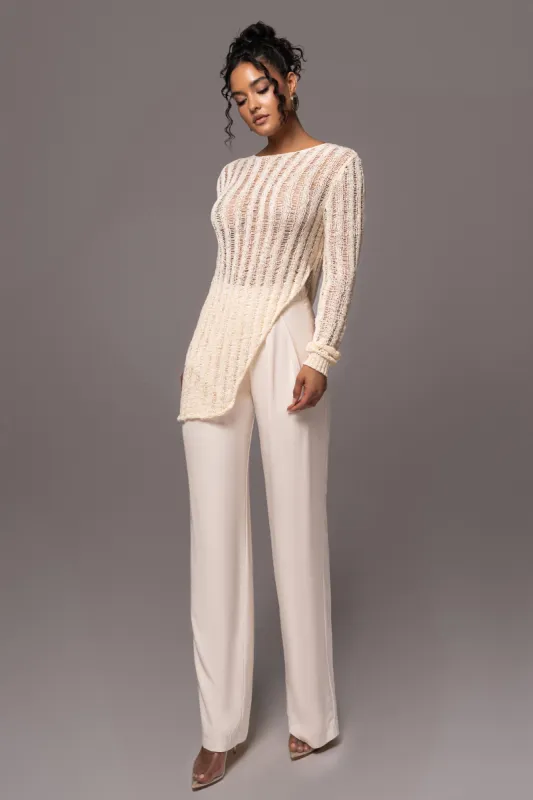 Cream Natalya Rib Knit Top sold by JLUXLABEL