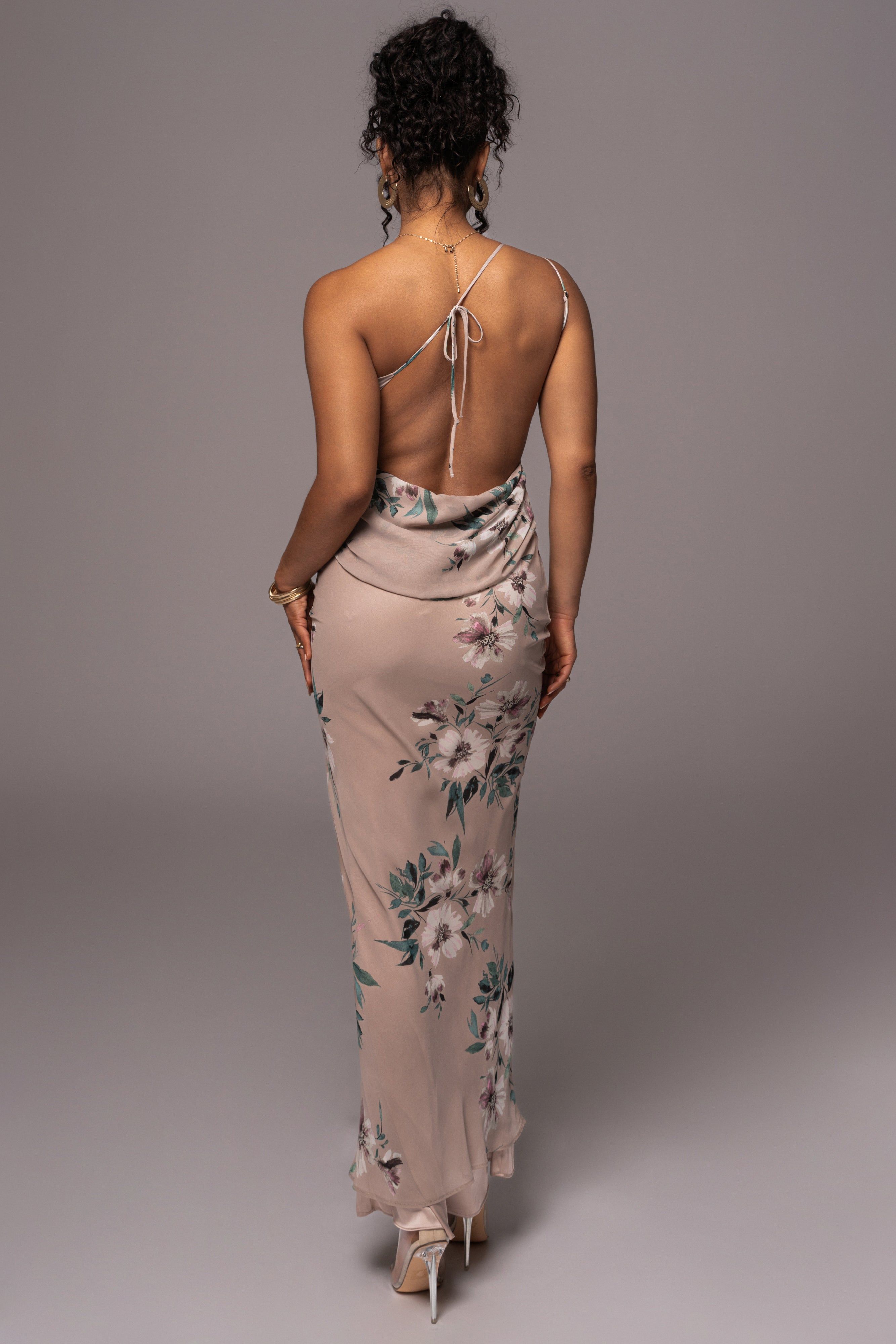 Purple Floral Treasure One Shoulder Dress sold by JLUXLABEL product image thumbnail 2