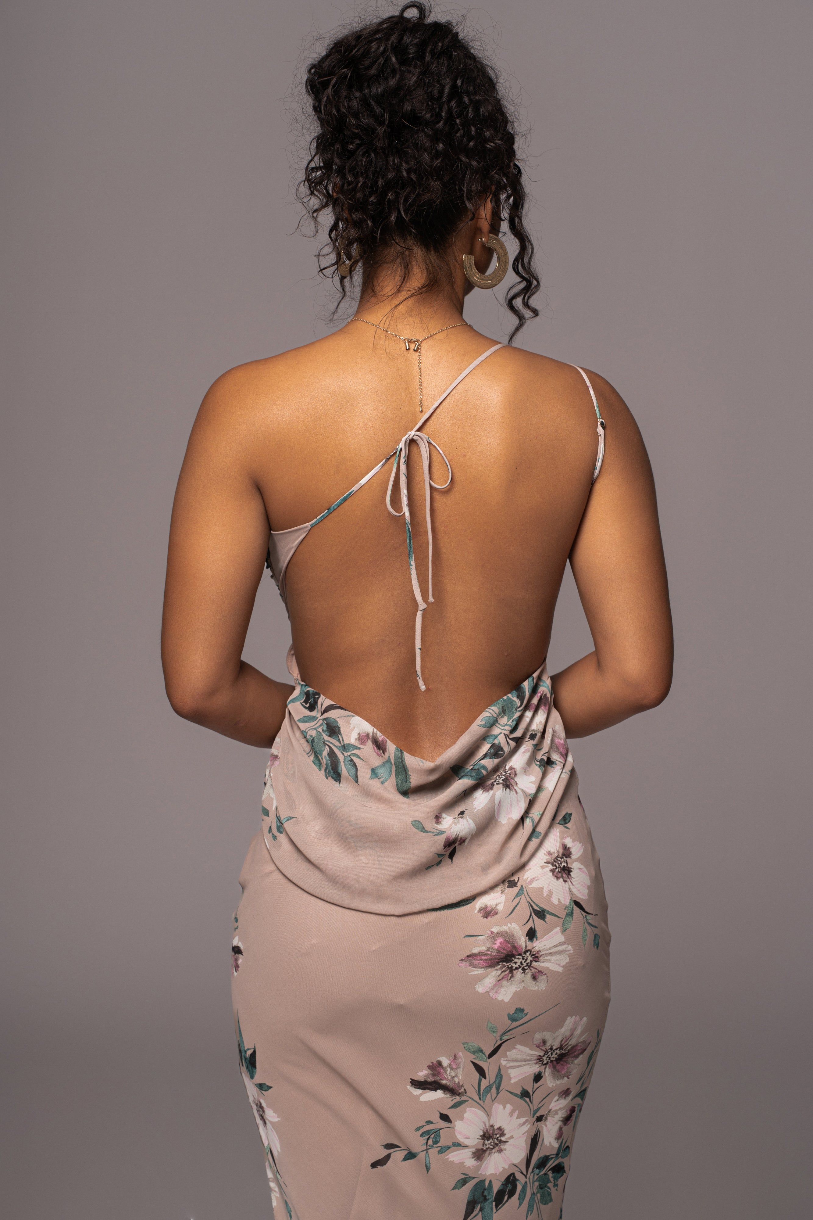 Purple Floral Treasure One Shoulder Dress sold by JLUXLABEL product image thumbnail 3