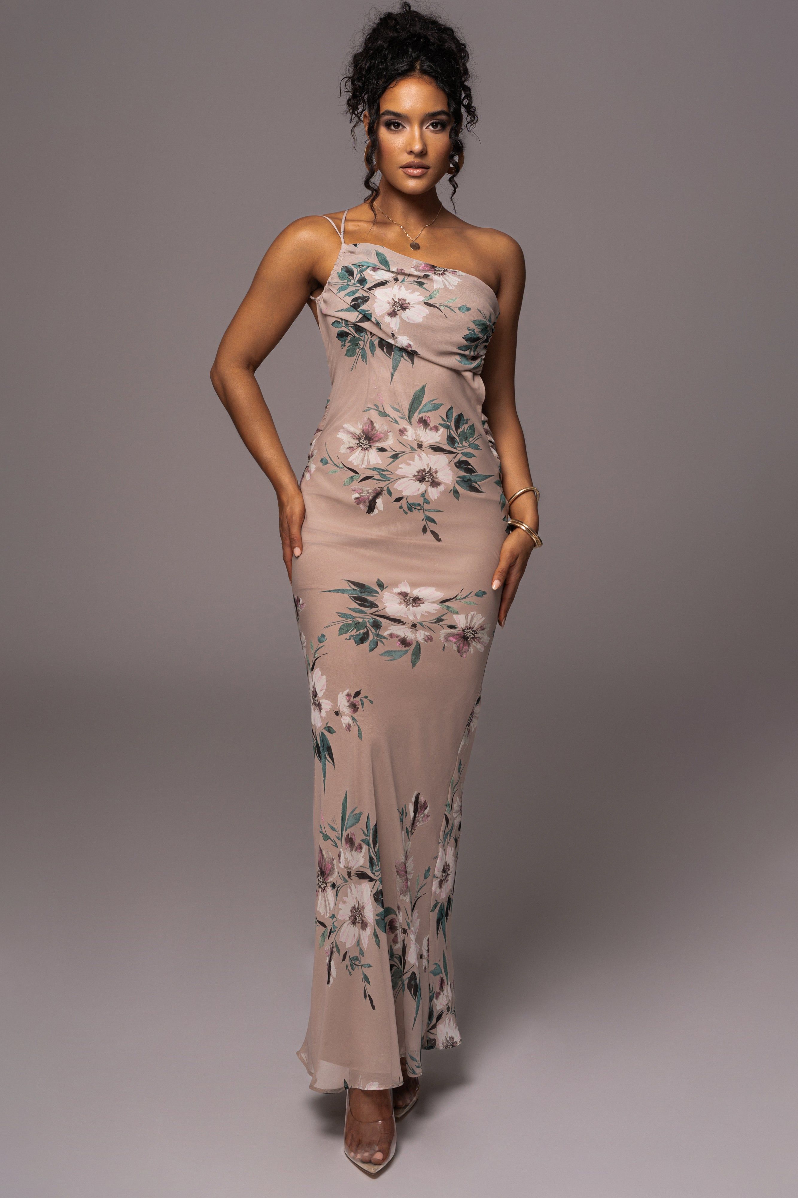 Purple Floral Treasure One Shoulder Dress sold by JLUXLABEL product image thumbnail 4