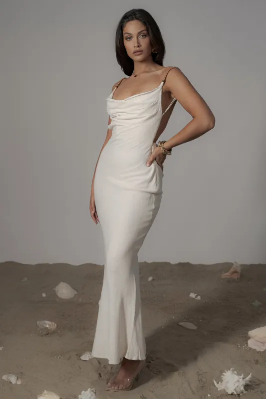 Natural Getaway Linen Maxi Dress sold by JLUXLABEL