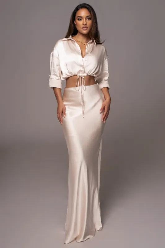 Champagne Kiah Button Up Top sold by JLUXLABEL