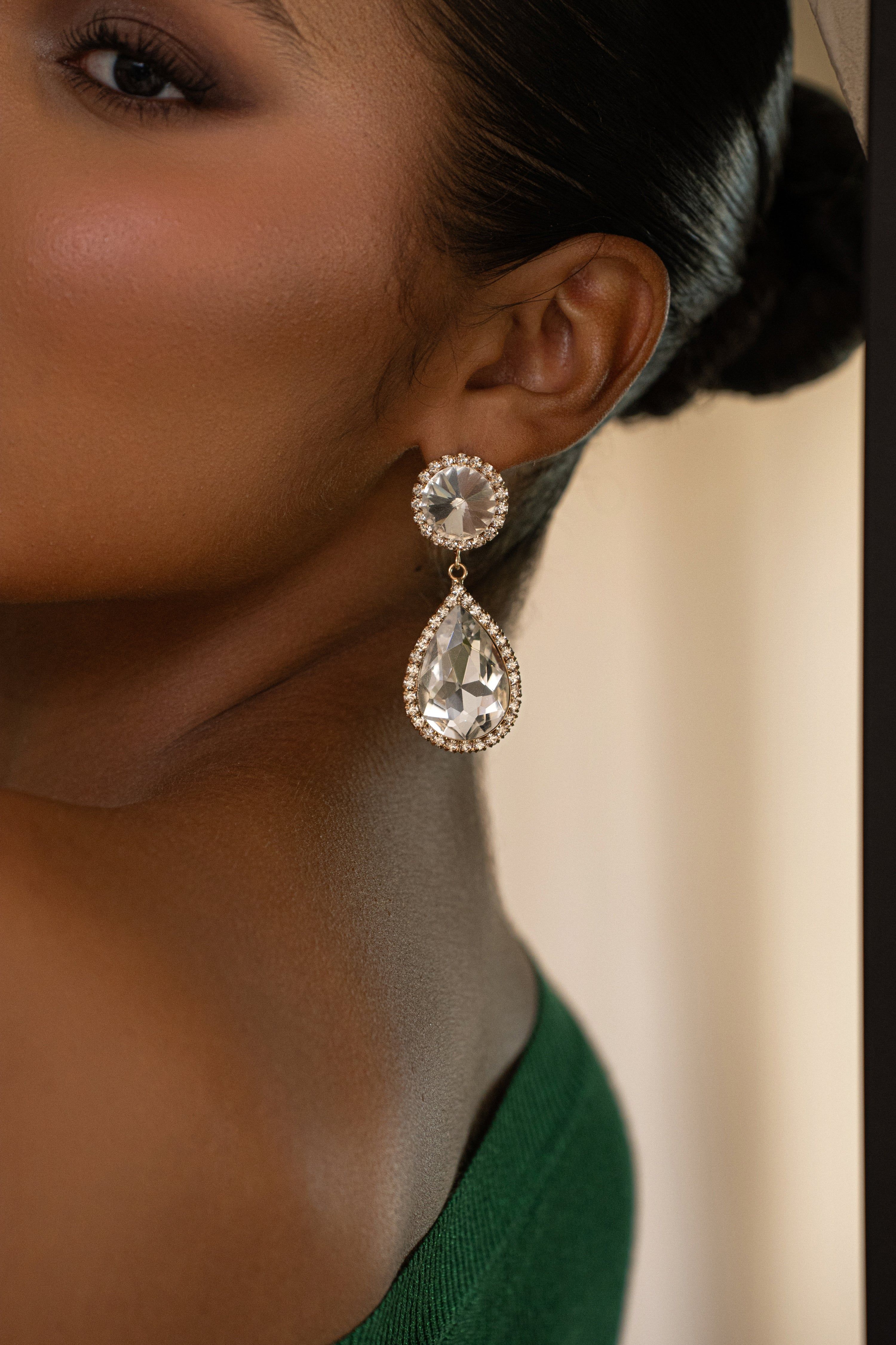 Clear Crystal Teardrop Earrings sold by JLUXLABEL product image thumbnail 2