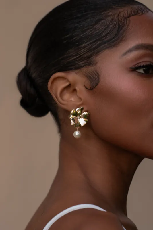 Gold Tidal Pearl Earrings sold by JLUXLABEL