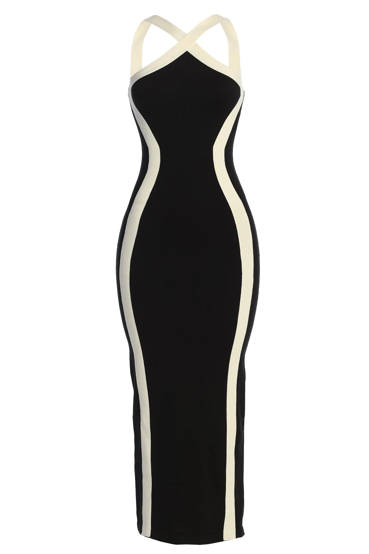 Black Fabiola Contrast Maxi Dress sold by JLUXLABEL product image thumbnail 2