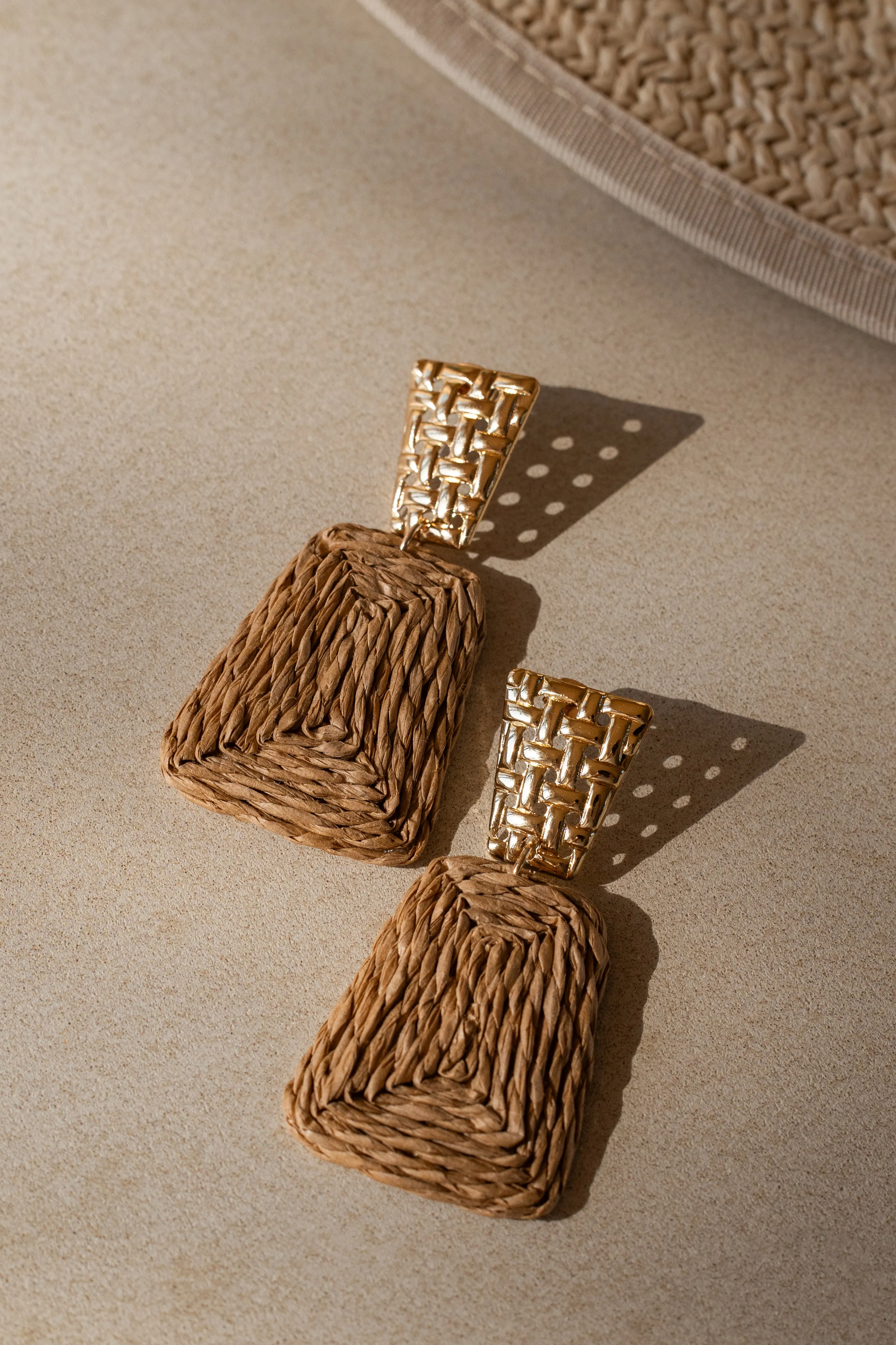 Khaki Nala Raffia Earrings sold by JLUXLABEL